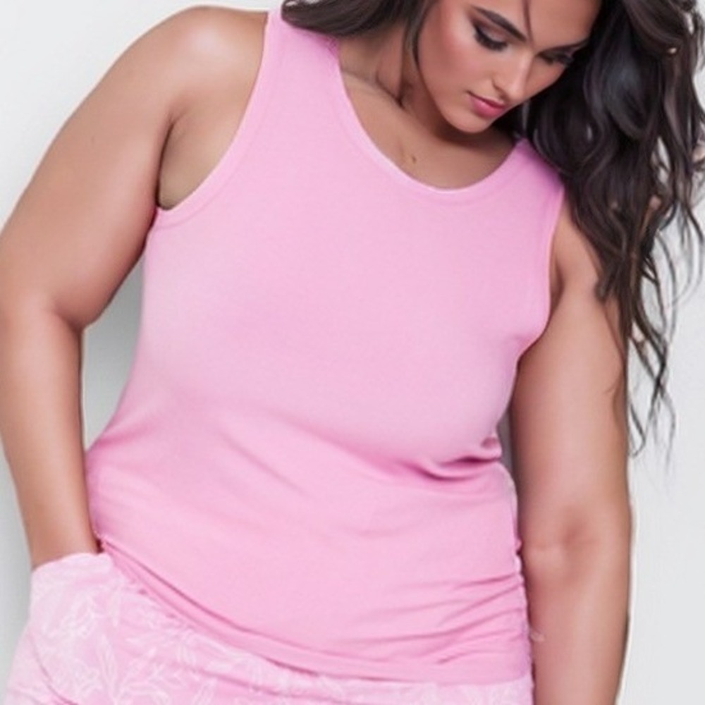 State of Day Women Ribbed Tank Top Pink XXL Modal Spandex Lounge Sleepwear NWT